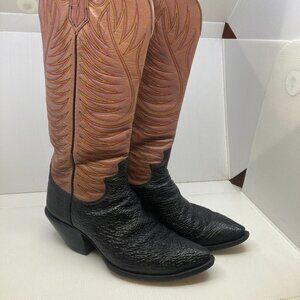 PAUL BOND 18" black/pink bullhide leather 2.5" heels mens cowboy boots sz 12